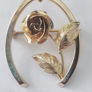 Vintage Bond Boyd Sterling Silver Rose Wishbone Silver Brooch / Pin